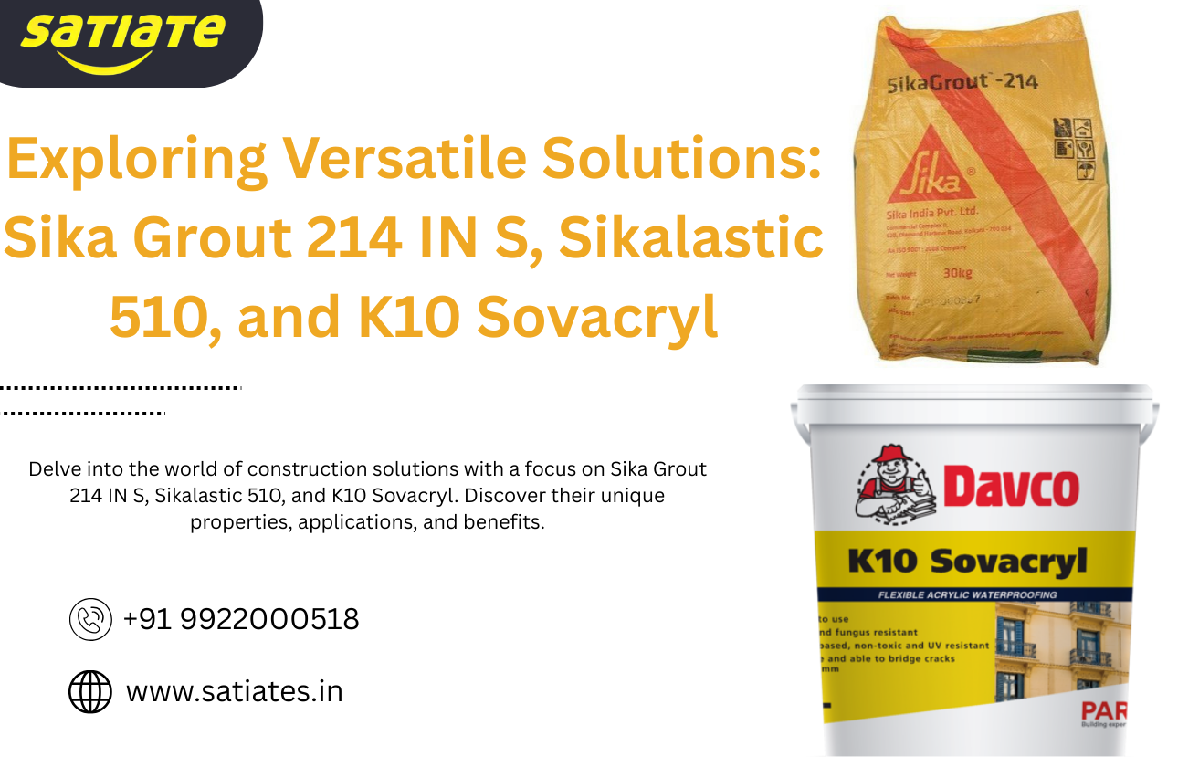 Exploring Versatile Solutions: Sika Grout 214 IN S, Sikalastic 510, and K10 Sovacryl